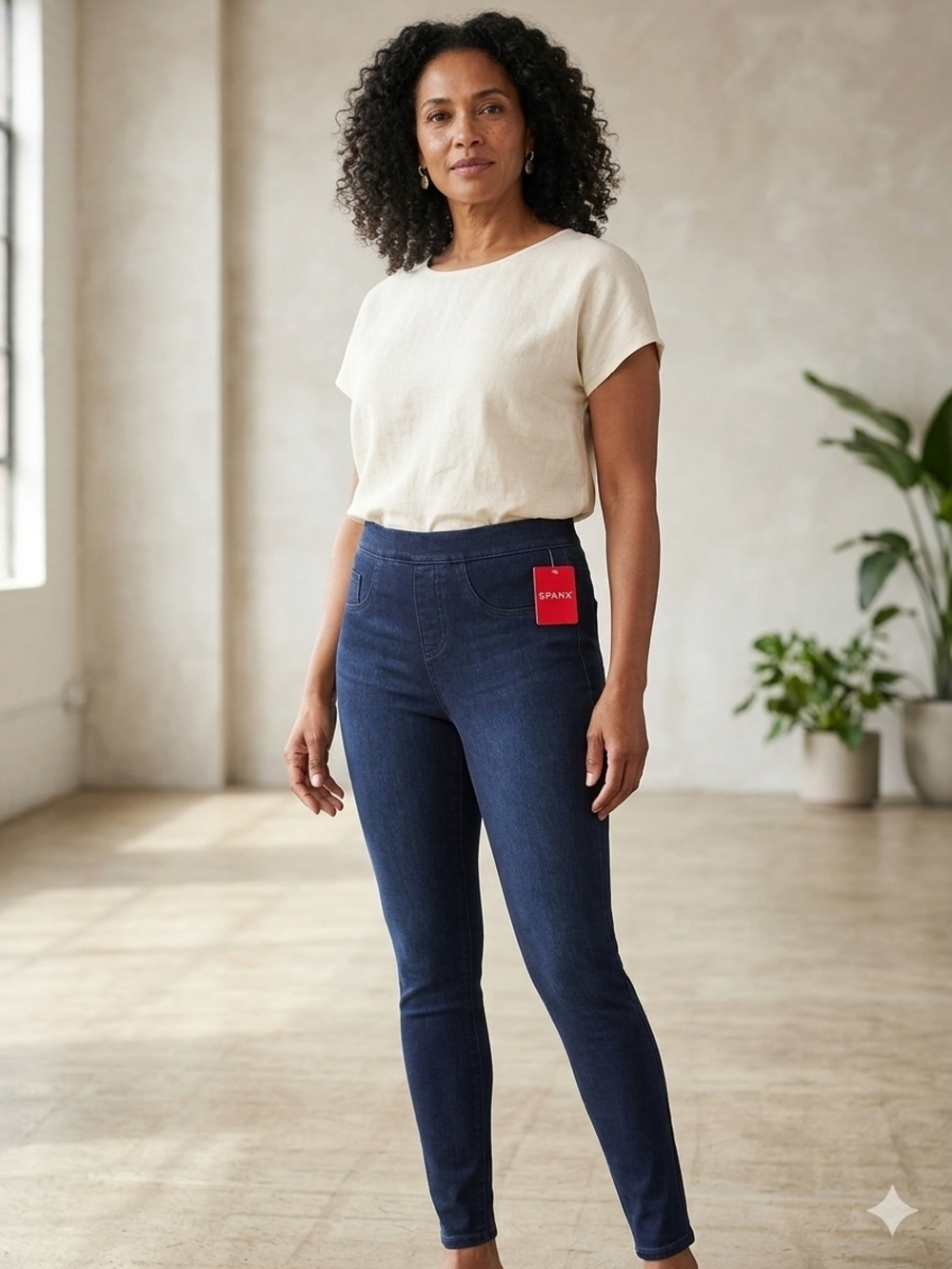 SPANX Dark Blue High-Rise Skinny Jeggings for Women